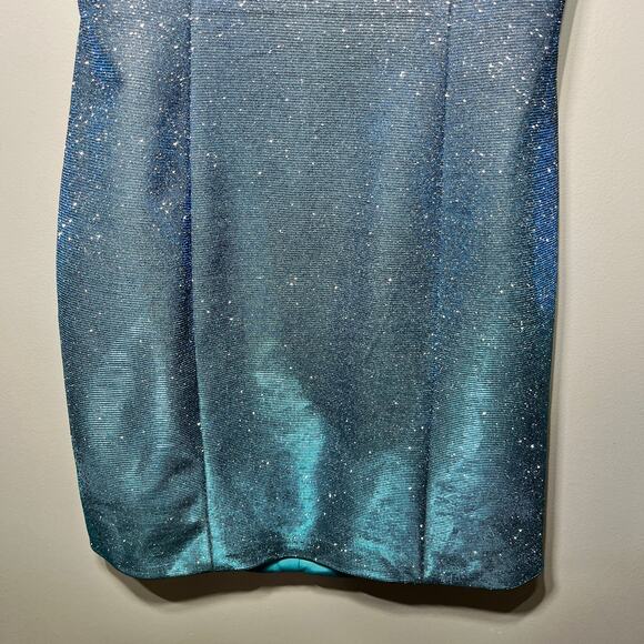 Sherri Hill Dress Blue Iridescent Miss Priss Prom Pageant Shimmer Halter Glam 4 - Picture 4 of 9
